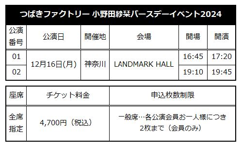 11/19更新】☆ファンクラブ会員限定イベント☆「つばき