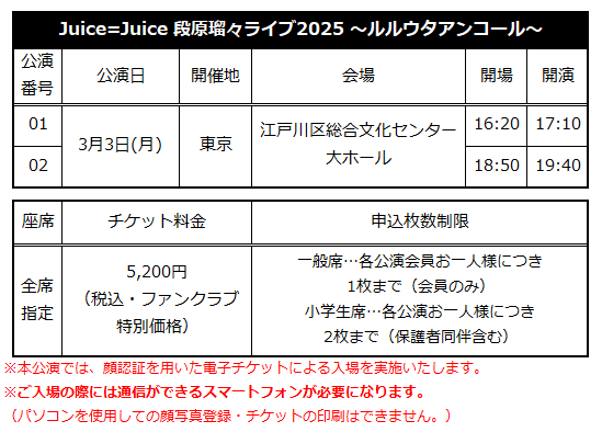 Juice=Juice 段原瑠々ライブ2025 ～ルルウタアンコール～」FC