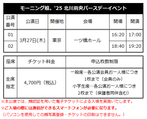 ☆ファンクラブ会員限定イベント☆「モーニング娘。'25 北川莉央