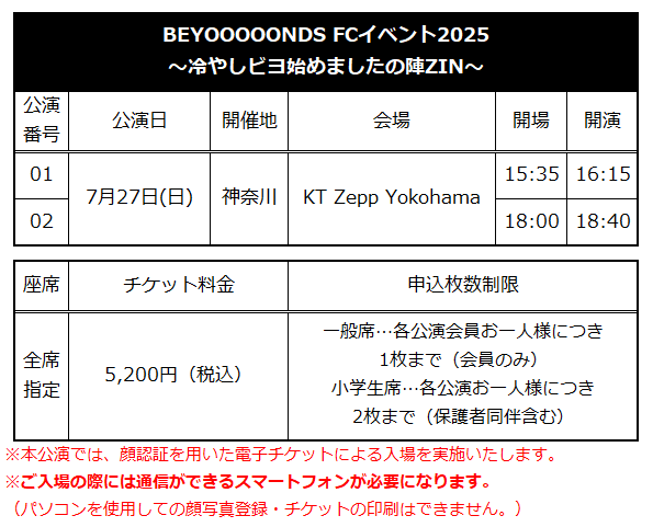 ☆ファンクラブ会員限定イベント☆「BEYOOOOONDS FCイベント2025