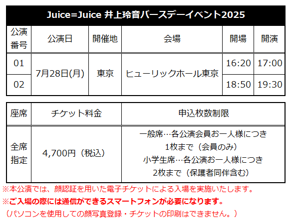 ☆ファンクラブ会員限定イベント☆「Juice=Juice 井上玲音バースデー