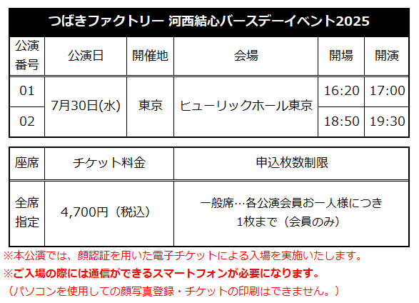 ☆ファンクラブ会員限定イベント☆「つばきファクトリー 河西結心